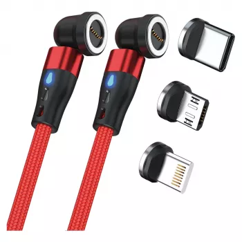 USB kabelis RealPower MagneticCharge2 1 m sarkans ātrai uzlādei un datu pārsūtīšanai
