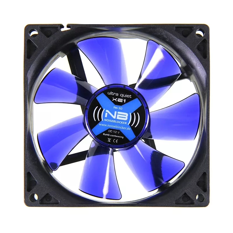 Computer Case Fan NoiseBlocker MelnsSilentFan XE1 92 mm, 1500 RPM, 17 dB, 50 m³/h, 4 V, Melns