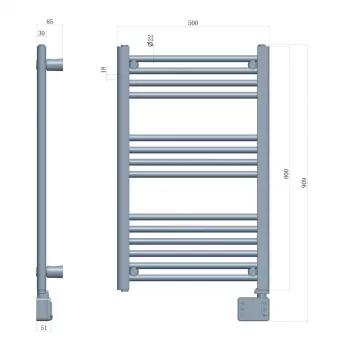 Vannas istabas elektriskais radiators Adler AD 7824 600 W, balts, IP24, piestiprināms pie sienas, 500×900 mm