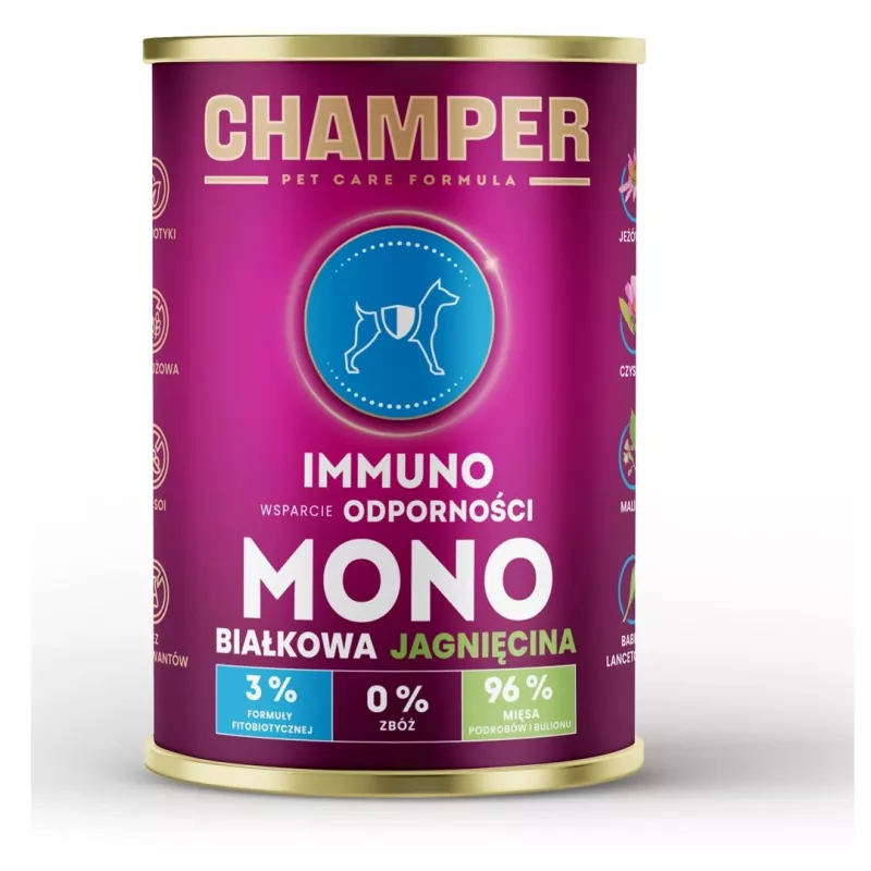 CHAMPER Immuno Monoprotein Lamb - mitrā suņu barība - 400g