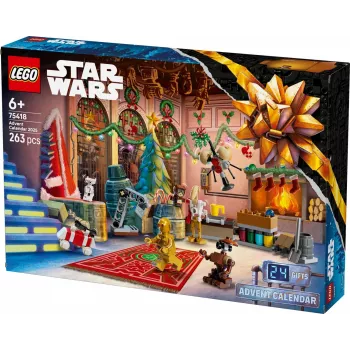 Konstruktoru rotaļlieta LEGO Star Wars Advent Calendar 2025 — komplekts 75418, sezonālas būvējamas minifigūras un modeļi
