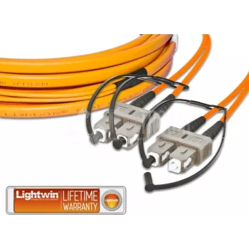 Lightwin augstas kvalitātes plakanā dupleksā optiskās šķiedras savienotājvads, MM OM2, SC - SC optiskās šķiedras savienotājvads (LDP-50 SC-SC 10.0 FD)