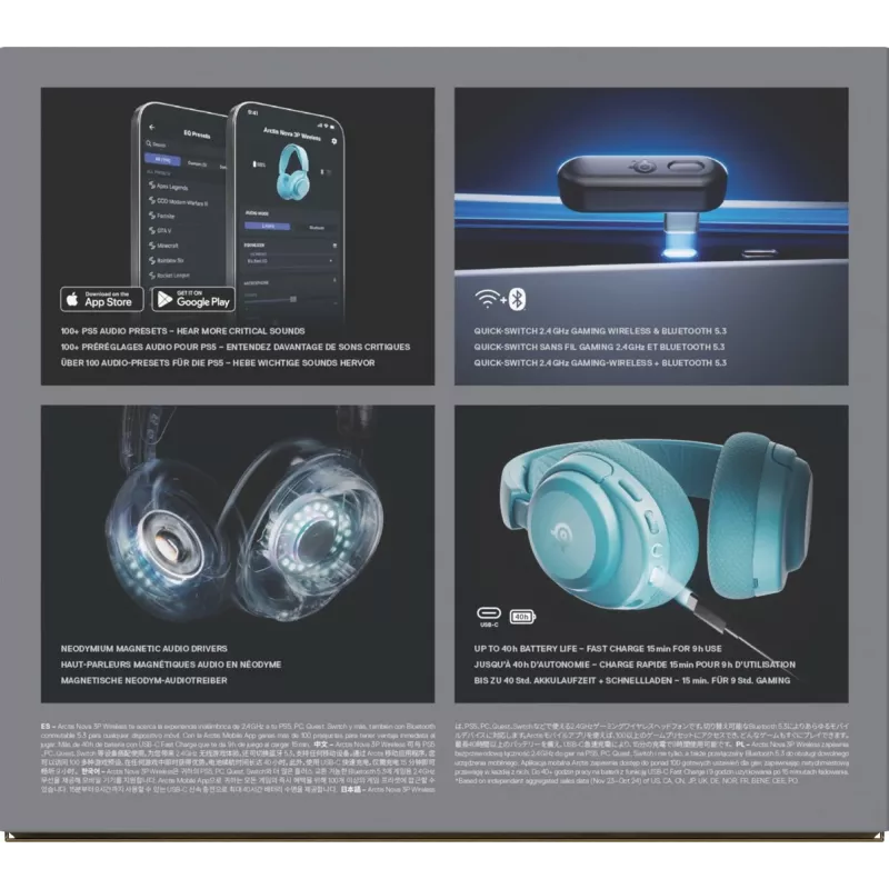 Steelseries Arctis Nova 3P bezvadu PS Aqua