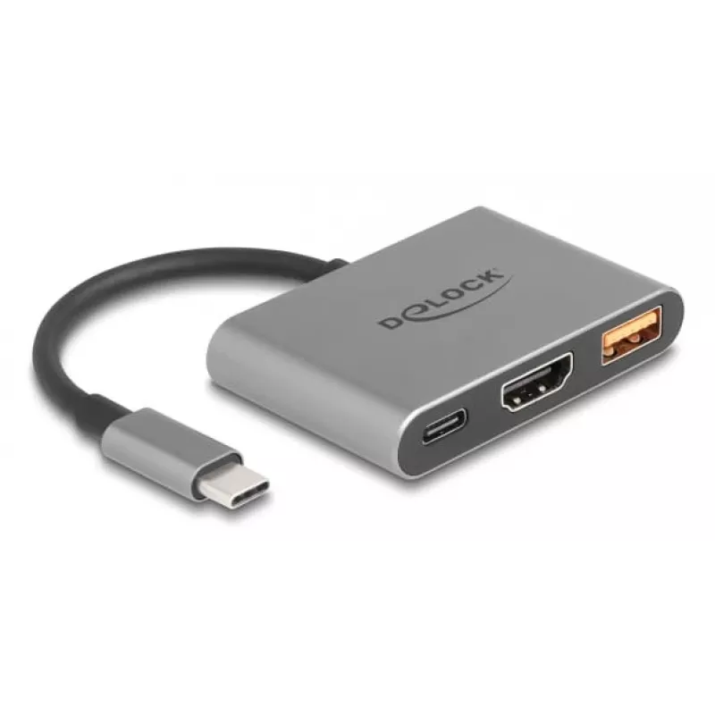 DeLOCK 61071 video kabeļa adapteris 0,1 m USB Type-C USB Type-C USB Type-A HDMI pelēks