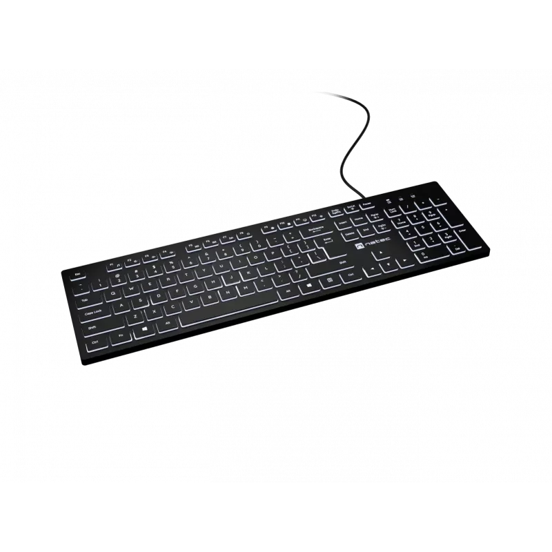 Vadu tastatūra NATEC HERRING GLOW ASV izkārtojums ar baltu fona apgaismojumu