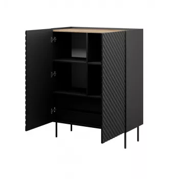 Plauktu bloks cama meble ONDA 2D2SZ grāmatu skapis 98×45×127 cm melns