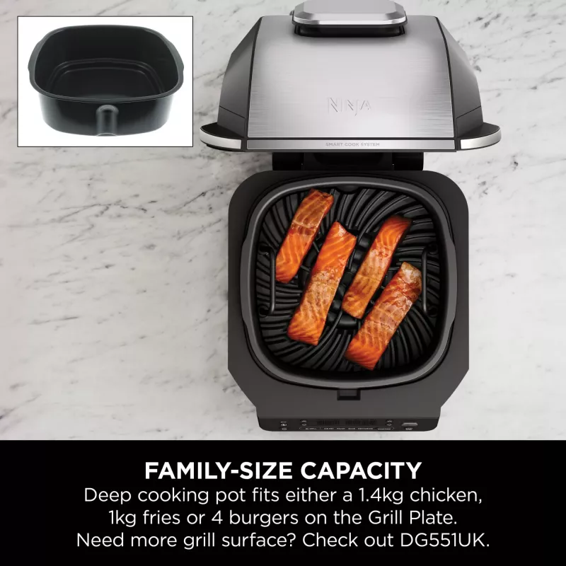 Ninja DG551EU fritieris Single 3,8 L Brīvi stāvošs 1760 W Karstā gaisa fritieris Melns, Sudrabs