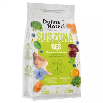 Sausā suņu barība Dolina Noteci Premium zoss 9 kg — pilnvērtīgs grauzdiņu maisījums pieaugušiem suņiem, 26% olbaltumvielu, 15% tauku