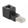 DeLOCK RJ45 spraudnis uz RJ45 ligzdu adapteris Cat.6A 90° uz augšu leņķis Melns