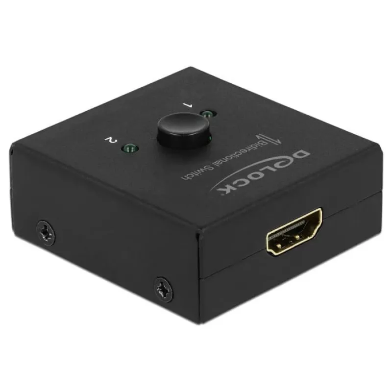 DeLock HDMI 2 - 1 divvirzienu 4K 60 Hz kompakts - Mazumtirdzniecības iepakojums - Video/Audio pārslēdzējs - 2 x HDMI - Galddatoram (64072)