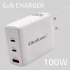 Lādētājs QOLTEC 100W GaN USB-C Dual PD 5–20V 1.5–5A, 2×USB-C