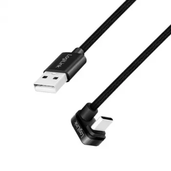 LOGILINK CU0195 kabelis USB 2.0 Type-C C/M leņķveida uz USB-A/M alumīnija melns 3m