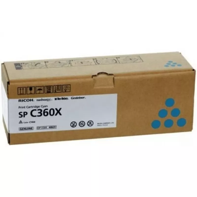 tonera kasete Ricoh SPC360X ciāna — lielas ietilpības 9 000 lappuses