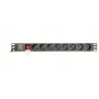 Strāvas sadales bloks GEMBIRD EG-PDU-014 — 8× Type F ligzdas, 16 A, 3 m kabelis, 1U plaukta, 3680 W, melns