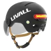 Livall L23 ķivere melna 54-58cm ar LED/SOS aizsargstiklu