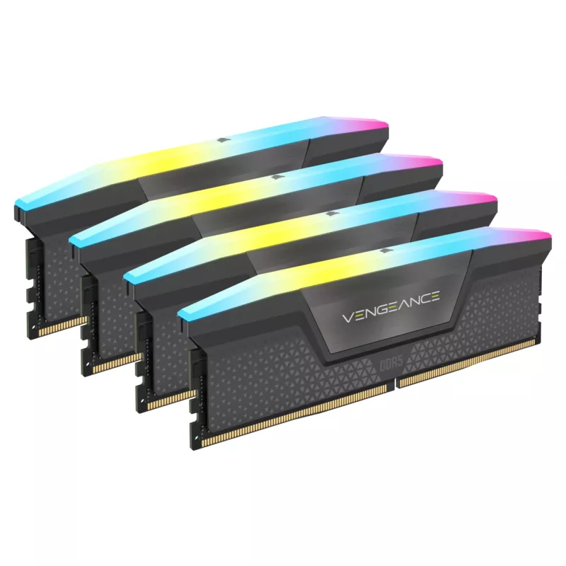 DIMM 64 GB DDR5-6000 (4x 16 GB) Quad-Kit, atmiņa melna, CMH64GX5M4B6000C36, Vengeance RGB, INTEL XMP