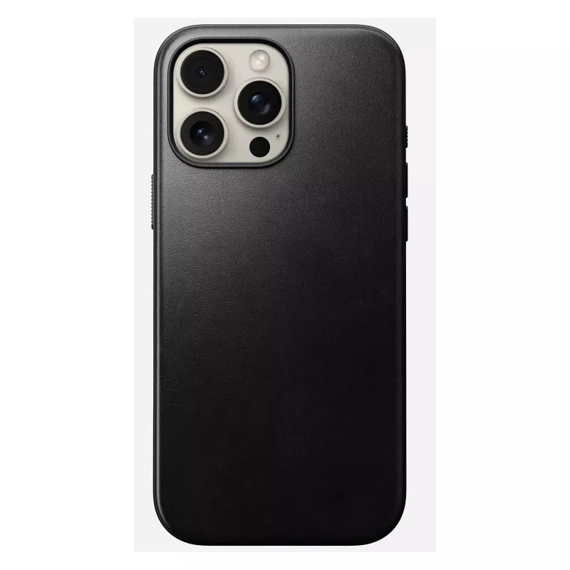 Mobilā tālruņa vāciņš Nomad Modern Leather vāciņš iPhone 16 Pro Max, 6.9 collas (17.5 cm), melns, āda+PC+TPU