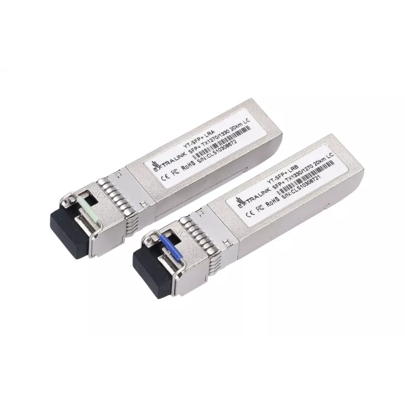 Extralink SFP+ 10G SFP+ WDM moduļi 10Gbps 1270/1330nm vienmoda 20km LC DOM pāris, paredzēts HP/ARUBA