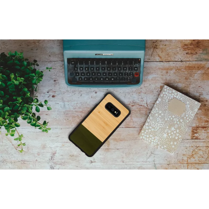 Telefona maciņš man and wood SmartPhone Galaxy S10e viedtālrunim bambusa meža melns