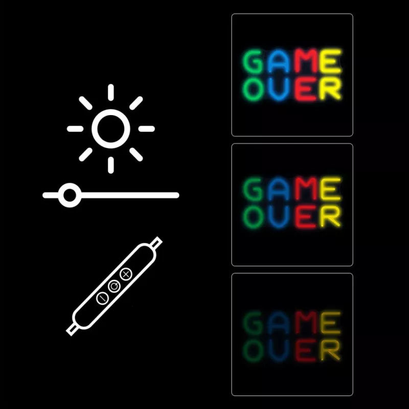 Neona izkārtne MANTA SNL102MT — 'Game Over' stila izgaismots sienas dekors, pieslēdzams LED neona efekts