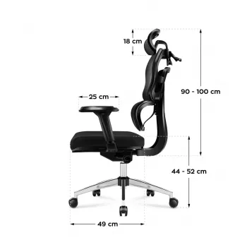 Biroja krēsls mark adler Expert 4.9 modelis 5701-65776 — siets, regulējams galvas balsts, jostasvietas atbalsts, sēdeklis 44–52 cm, maksimālā slodze 150 kg