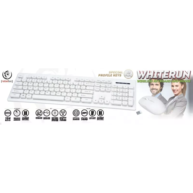 Rebeltec bezvadu tastatūras un peles komplekts Biae Whiterun