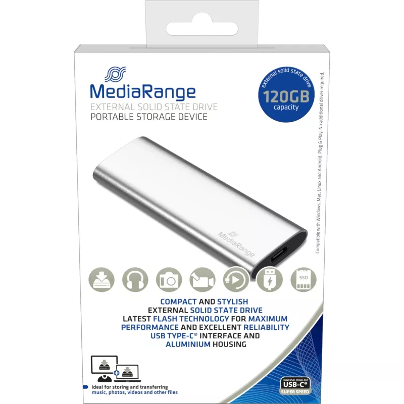 SSD disks MediaRange 120GB M.2 USB Type-C 3.2 Gen 2 MR1100