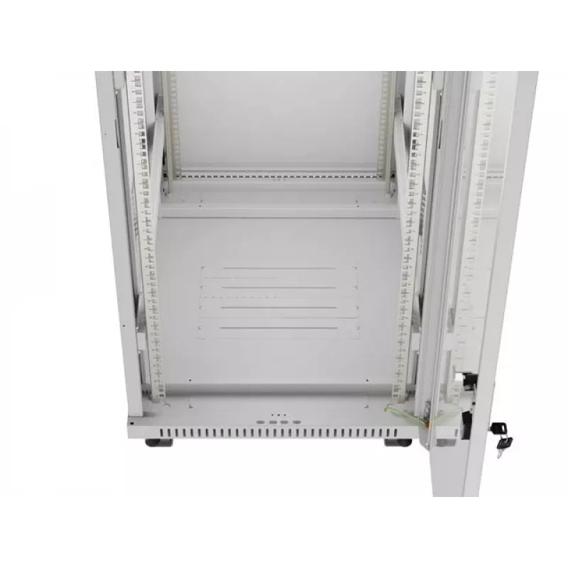 19 collu 32U LANBERG stāvošais rack skapis 600×800 mm pelēks ar stikla durvīm un LCD (plakanais iepakojums)
