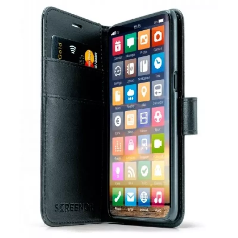 Wallet case Screenor Smart Nokia XR21 16.5 cm Melns