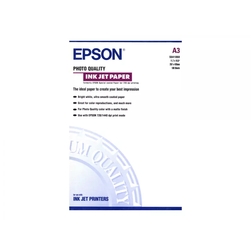 Epson Photo Quality tintes printera papīrs, DIN A3, 102 g/m², 100 loksnes