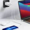 Sienas lādētājs UGREEN CD275 2× USB Type-C 65W Balts — dubults USB-C 65W ātra uzlāde, 100–240V ieeja