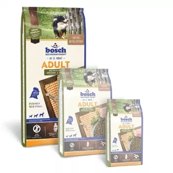 Bosch ADULT WITH FRESH POULTRY & MILLET, pieaugušiem suņiem, prosa, mājputni, 15 kg