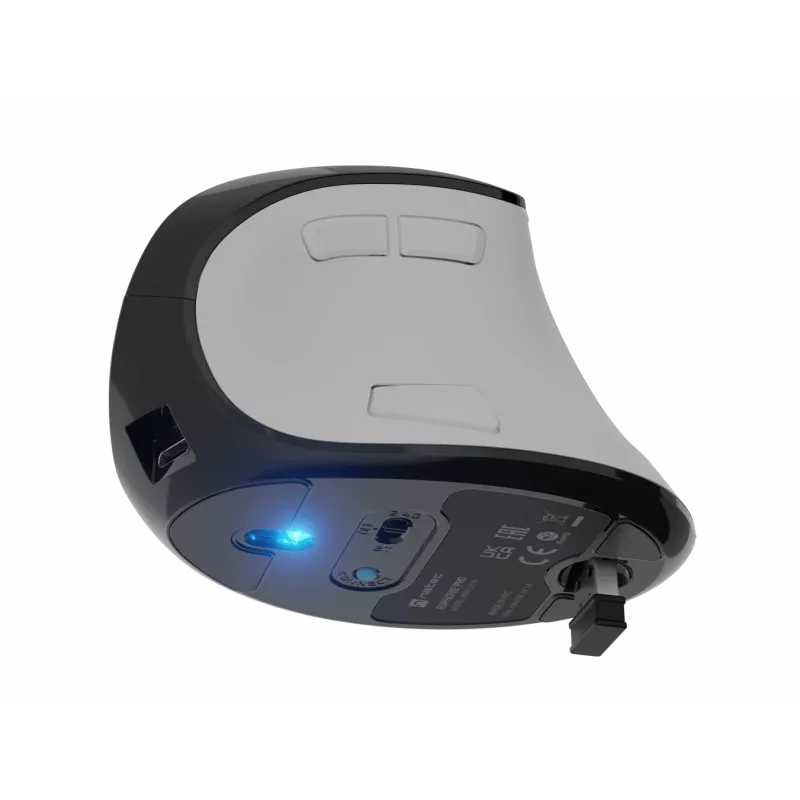 Bezvadu vertikālā pele NATEC Euphoniе Pro Bluetooth 5.0, 4000 DPI, Programmējama, Klusa, Balta