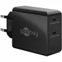 Iekštelpu lādētājs Goobay 61757 ātrā uzlāde USB Type-C 2 pieslēgvietas melns