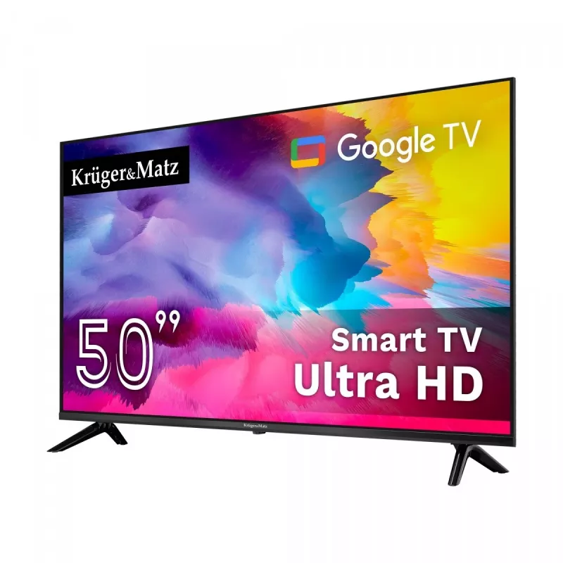 LED televizors kruger & matz KM0250UHD-SA 50 collas UHD 4K Google TV DVB-T2/T/C H.265 HEVC Energoefektivitātes klase F