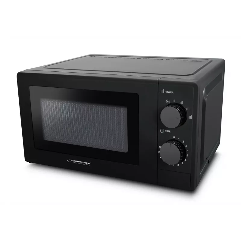 Solo mikroviļņu krāsns ESPERANZA ESTOFADO — 20 L, 700 W, 5 jaudas līmeņi, 24,5 cm grozāmais šķīvis, melna