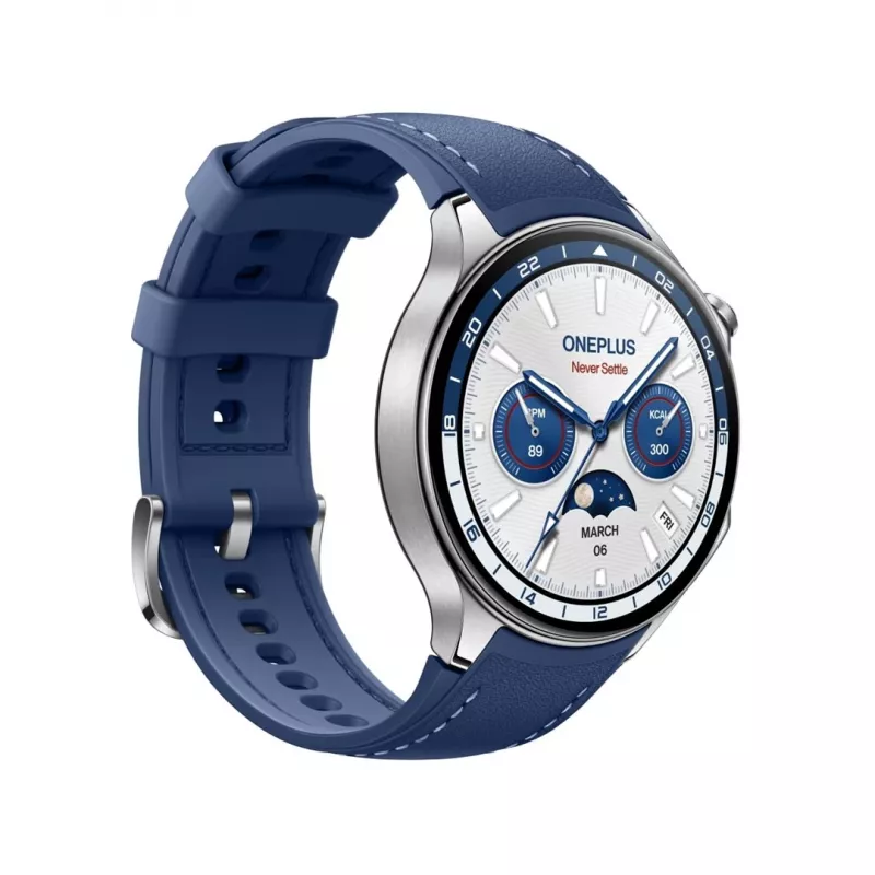 Viedpulkstenis ONEPLUS OnePlus Watch 2 47 mm, 1,43 collu AMOLED, 466×466, 32 GB, Wi‑Fi, GPS, Zils korpuss