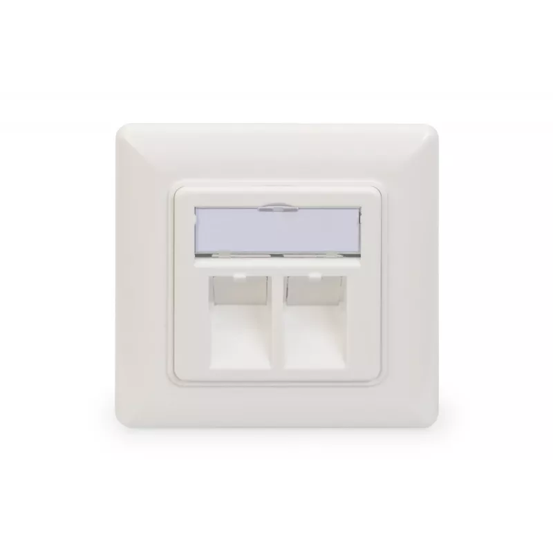 Digitus | Sienas plāksne Keystone moduļiem, Vācu tips, vidējā plāksne 50x50 mm, rāmis 80x80 mm | DN-93801-1
