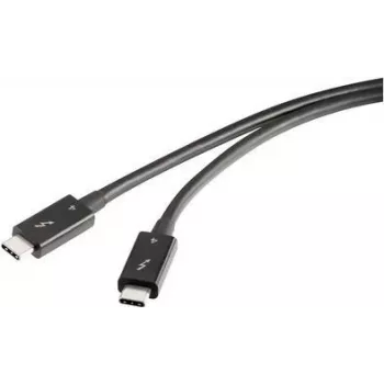 Renkforce Thunderbolt™-kabelis Thunderbolt™ 4 Thunderbolt™ (USB-C®) spraudnis, Thunderbolt™ (USB-C®) spraudnis 0,80 m melns dubultiekrānots RF-5235980 (RF-5235980)