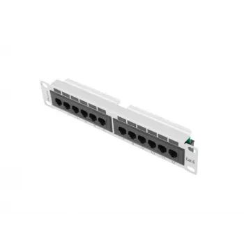 Plāksteru panelis LANBERG PPU6-9012-S, 12 portu Cat6, metāls, pelēks