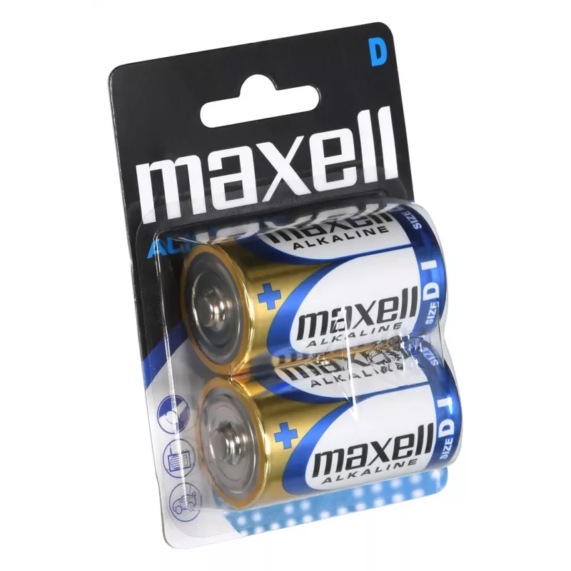 Vienreizēja sārmaina baterija MAXELL D 1.5V (cilindriska) — 2 gab., blisterī