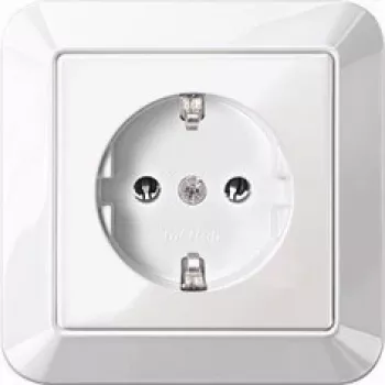 MERTEN SCHUKO kontaktligzda 16A MEG2301-1019 termoplasta polārbaltā krāsā ar vāciņu plāksni MEG2 MEG2301-1019 (MEG2301-1019)