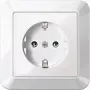 MERTEN SCHUKO kontaktligzda 16A MEG2301-1019 termoplasta polārbaltā krāsā ar vāciņu plāksni MEG2 MEG2301-1019 (MEG2301-1019)