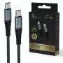 Extralink USB-C uz USB-C uzlādes kabelis Smart Life 60W 120 cm PVC 5V 2.4A/3A pelēks