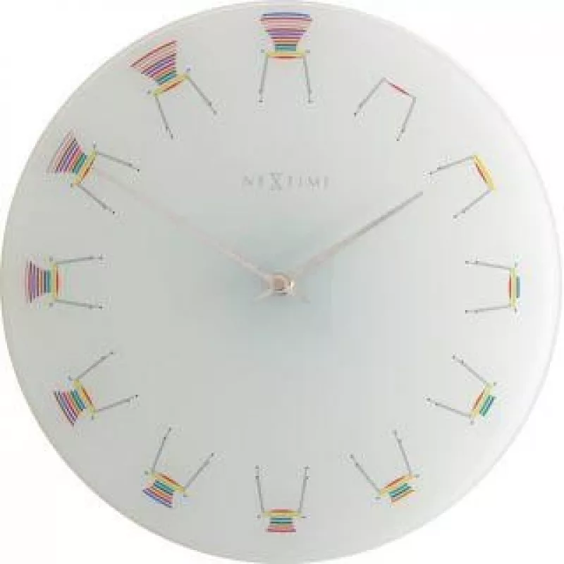 NeXtime pulkstenis 8809 Chair, Ø30 cm, Pie sienas stiprināms, Balts/daudzkrāsains