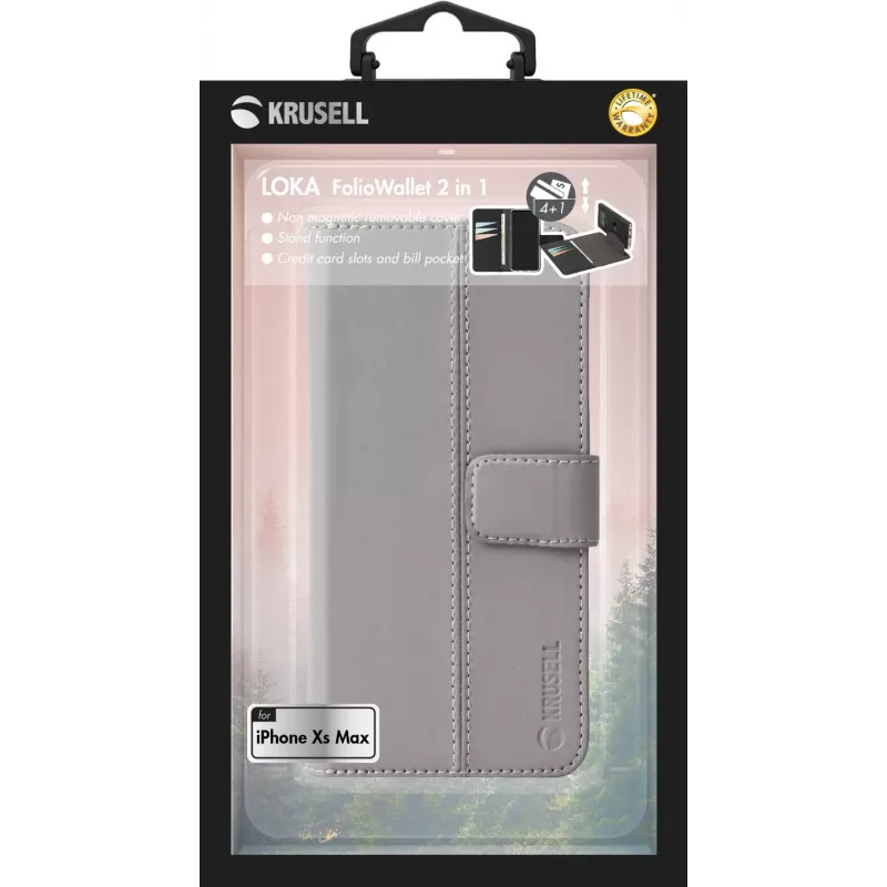 Folio Case Krusell Loka iPhone XS Max 16.5 cm Pelēks