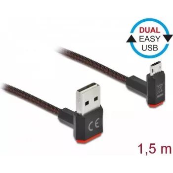 USB kabelis DeLOCK EASY-USB 2.0 Type-A uz Micro-B vīr. 1,5 m melns