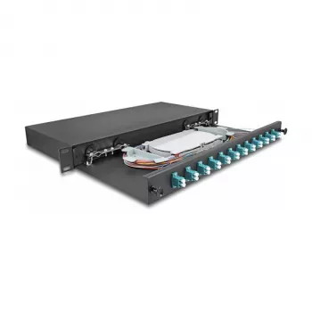 Optisko šķiedru salaiduma kaste DeLOCK 67004 melns metāls 482x220x44mm