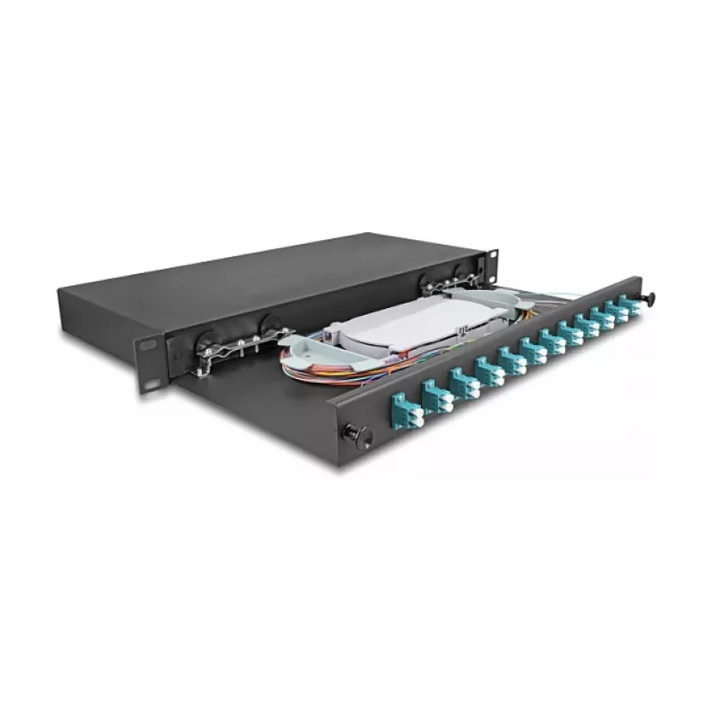Optisko šķiedru salaiduma kaste DeLOCK 67004 melns metāls 482x220x44mm