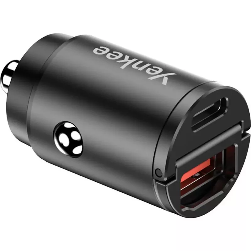 Auto lādētājs YENKEE CAR 02 Power Delivery 30W ar USB-A un USB-C pieslēgvietām